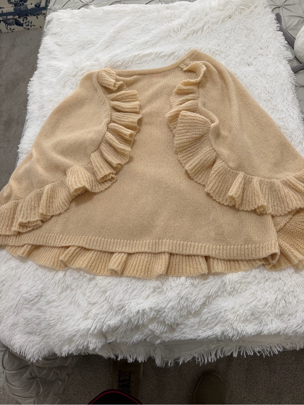 Lilly Pulitzer Ruffle-Trim Knit Poncho - Cream